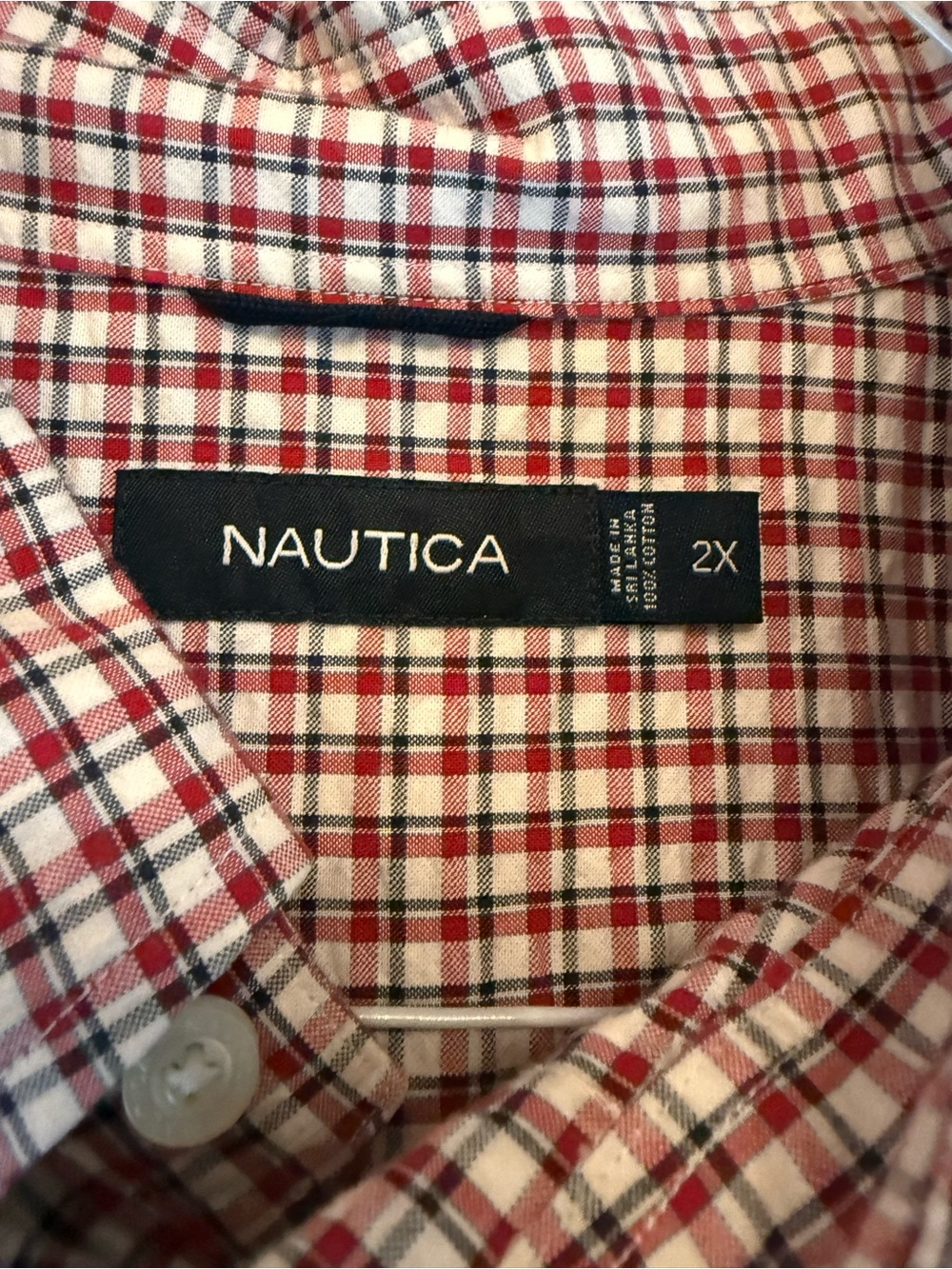 Nautica Men's Red Plaid Button-Down Shirt